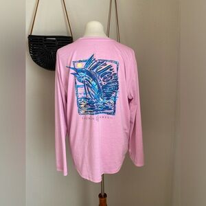 Lauren James Pink Fish Long Sleeve UPF Sunblock Fishing Shirt, Size Large